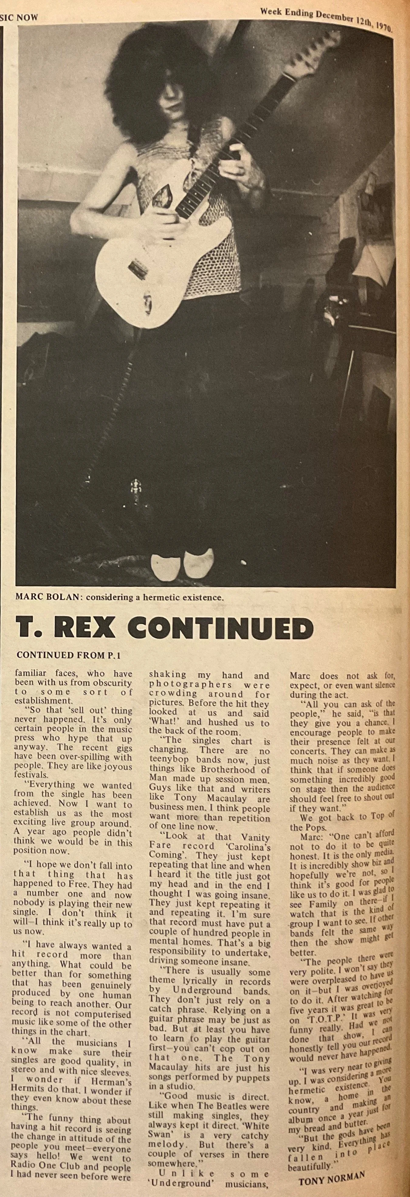 Music Now, 1970 . . . introducing T. Rex — Peter Stanfield